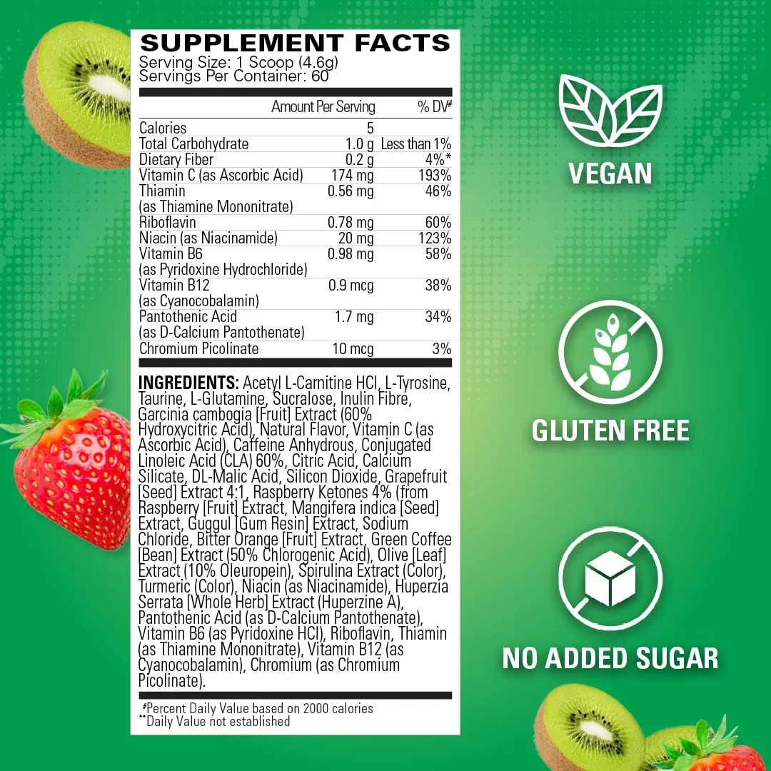 EHP Labs Oxyshred Thermogenic Fat Burner Pre-Workout 60 Servings Kiwi Strawberry