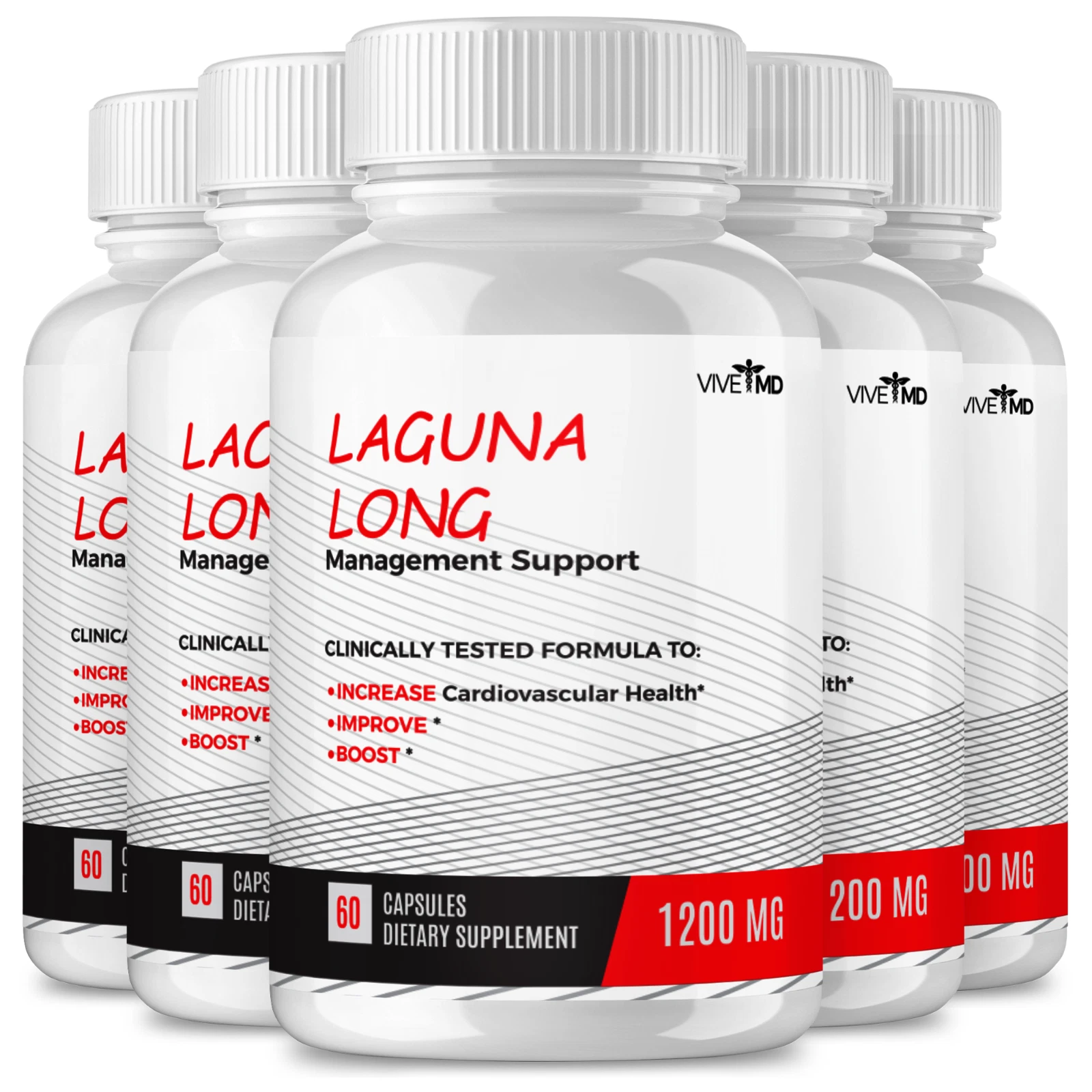 (5 Pack) Laguna Long Male Support Capsules, Mens Vitality Support (300 Capsules)