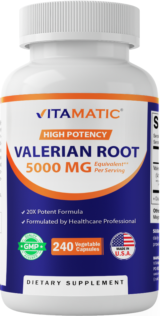 Vitamatic Valerian Root 5000 mg 240 Capsules - 20X Concentrated Extract