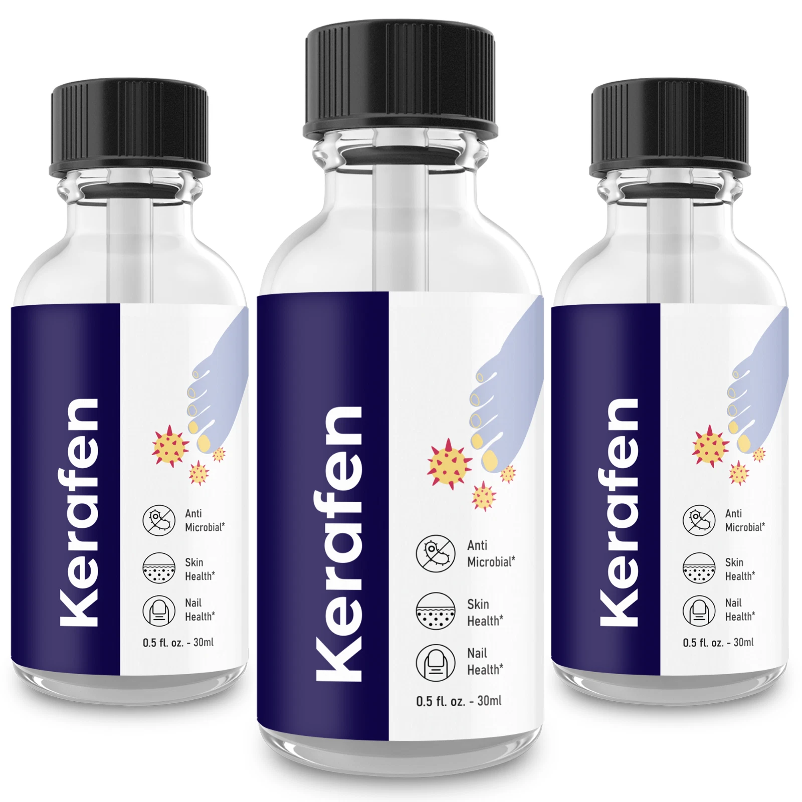 Kerafen Nail Health Drops, Antibacterial Treatment Nail Support Drops (3 Pack)