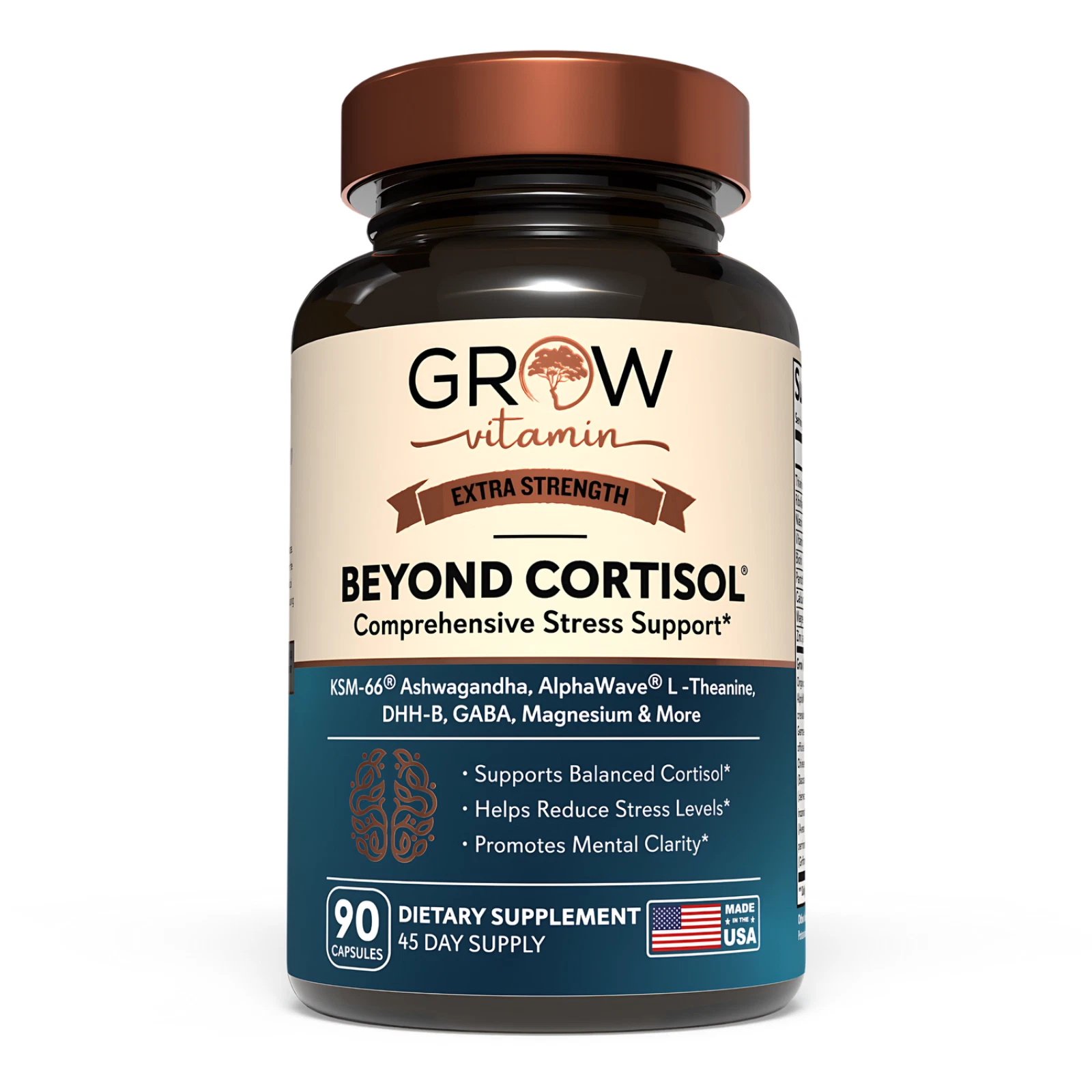 Grow Vitamin Beyond Cortisol - Comprehensive stress support supplement, 90 caps