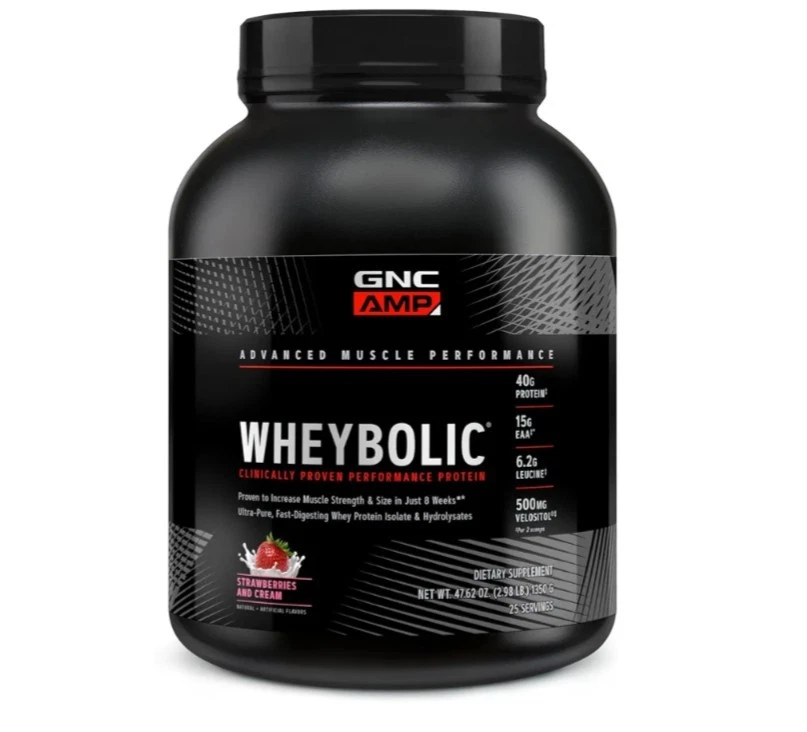 GNC Amp Wheybolic Protein Strawberries And Cream 2.9 Lbs EXP 10/26