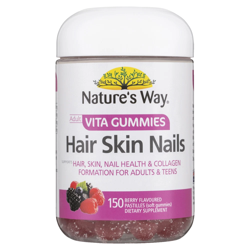 Nature's Way Adult Vita Gummies Hair Skin Nails 150 Pastilles - Berry Flavoured