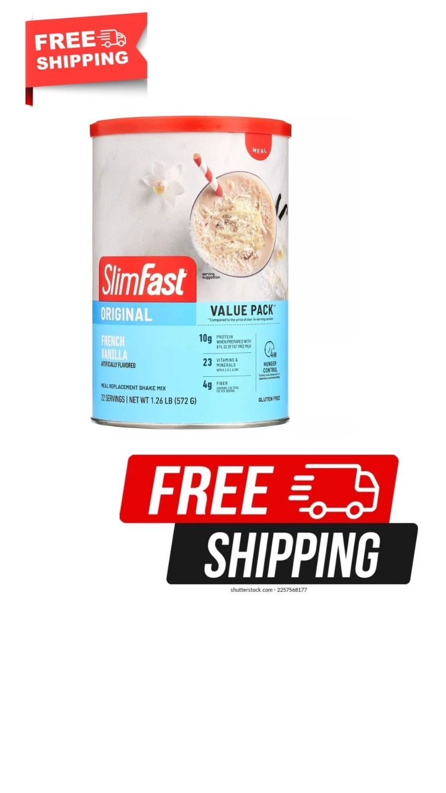 SlimFast French Vanilla Shake Mix Original Meal Replacement 22 Servings