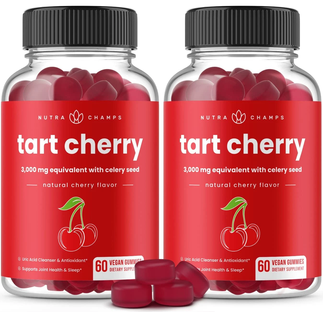 NutraChamps Tart Cherry Gummies - 3000mg Tart Cherry Extract with Celery Seed -