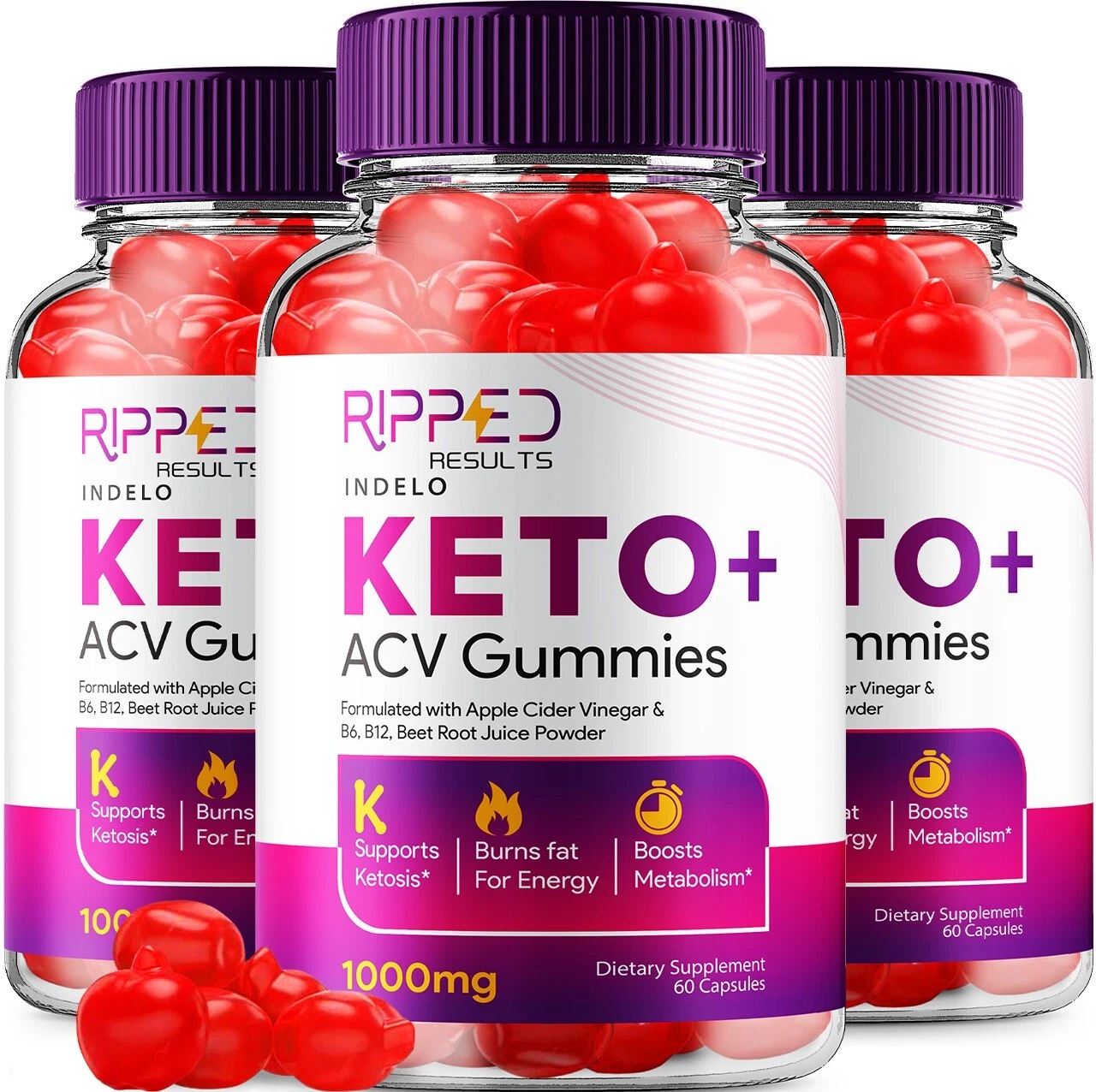(3 Pack) Ripped Results Keto ACV Gummies Supplement-RippedResults 1000MG