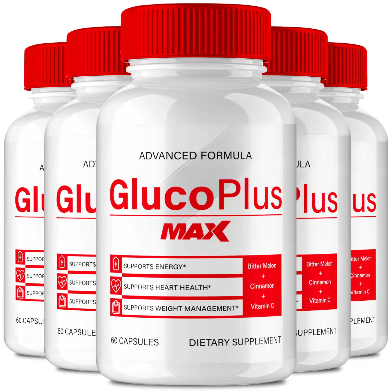 (5 Pack) Gluco Plus Max Blood Optimizer for Blood Circulation Support Pills