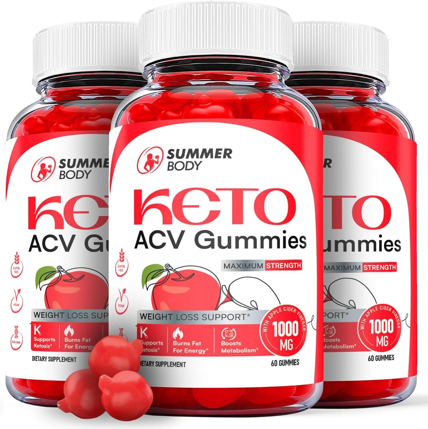 Summer Body Keto Gummies- Summer Body ACV Gummy For Weight Loss ORIGINAL -3 Pack