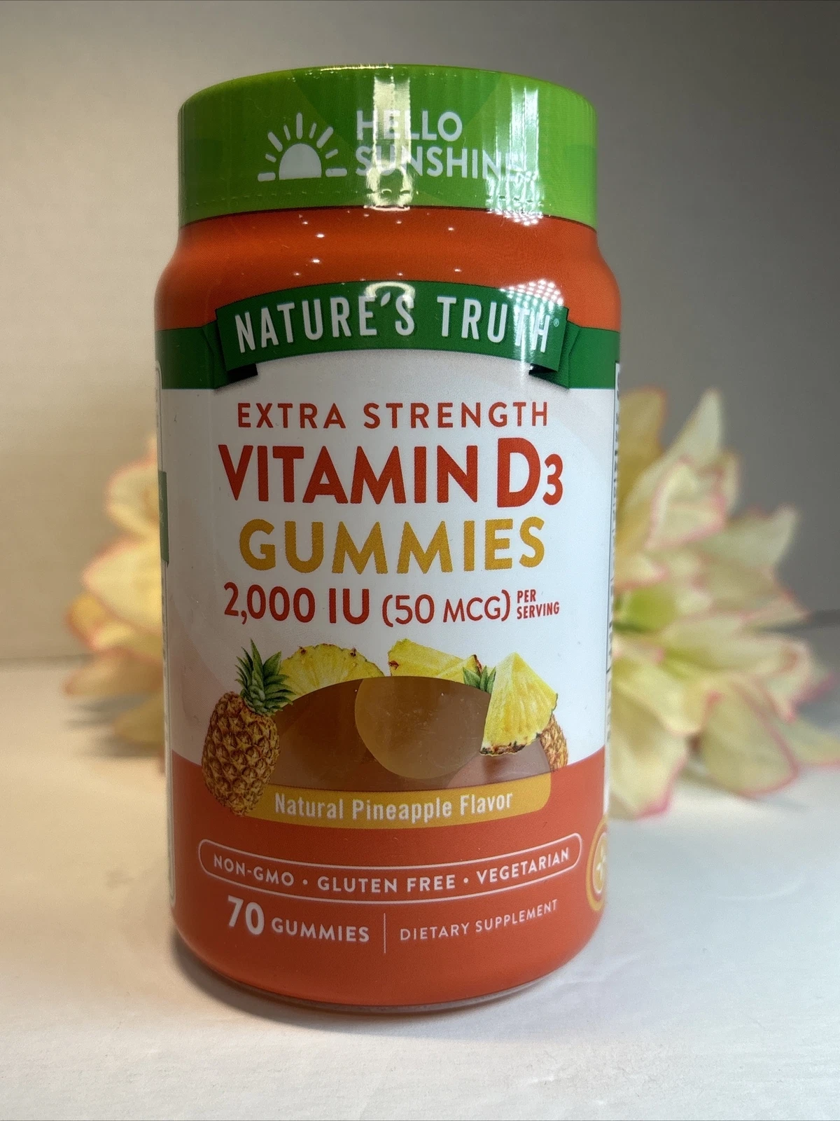 Nature’s Truth Vitamin D3 Gummies - Pineapple 50 mcg 2,000 IU Vegan 70ct Sealed