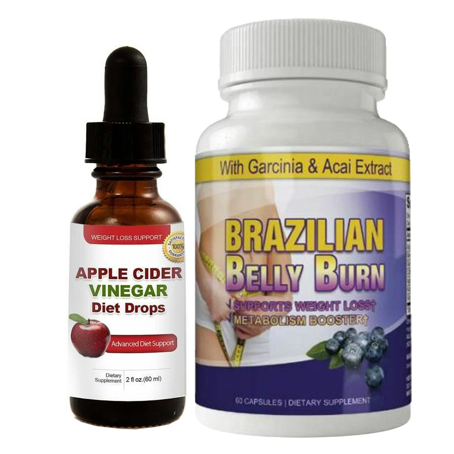 Apple Cider Vinegar Diet Drops Belly Burn Weight Loss Caps Combo Free Shipping