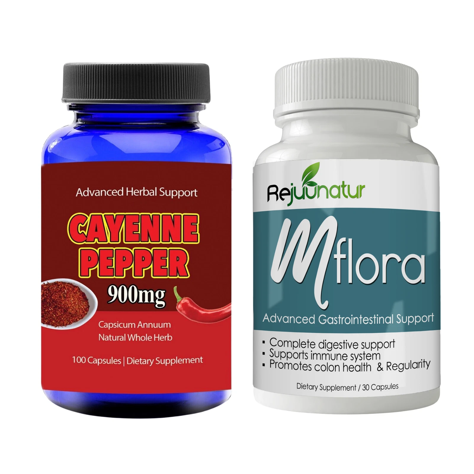 Cayenne Pepper Weight Loss Pills & Mflora Probiotic Supplements Digestive Health