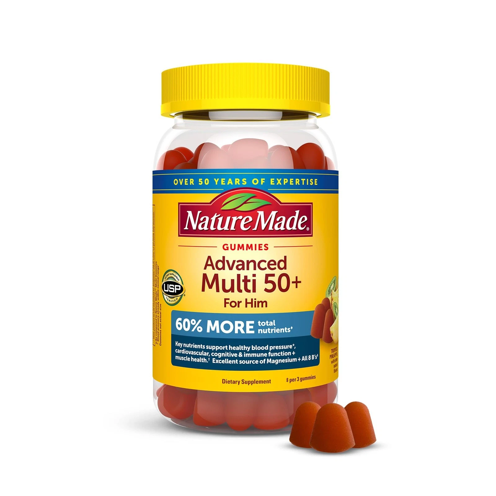 Nature Made Advanced Multivitamin Gummies 50 + for Him with Magnesium Citrate, V
