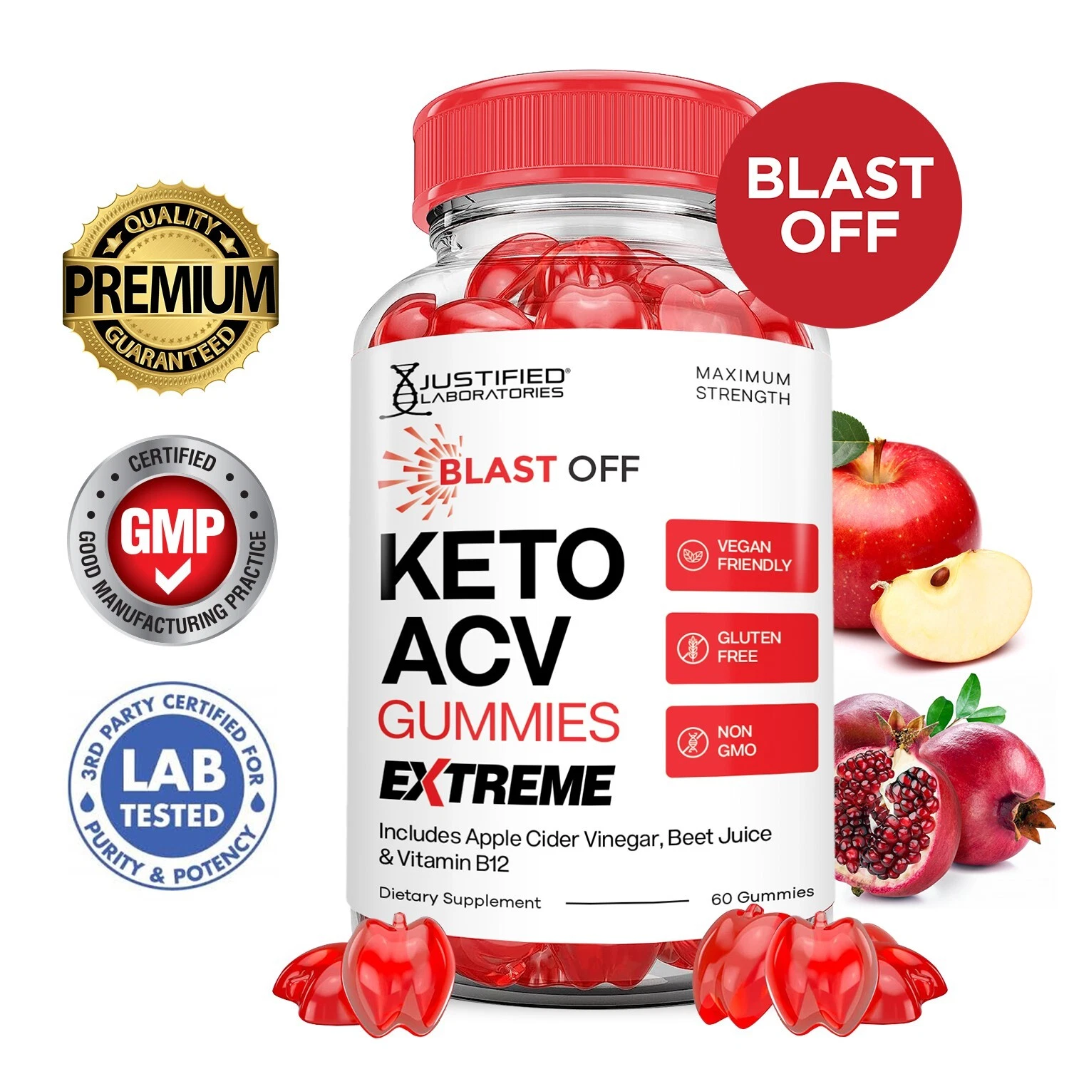 Blast Off Keto Extreme ACV Gummies 2000MG Apple Cider Vinegar 60 Gummys