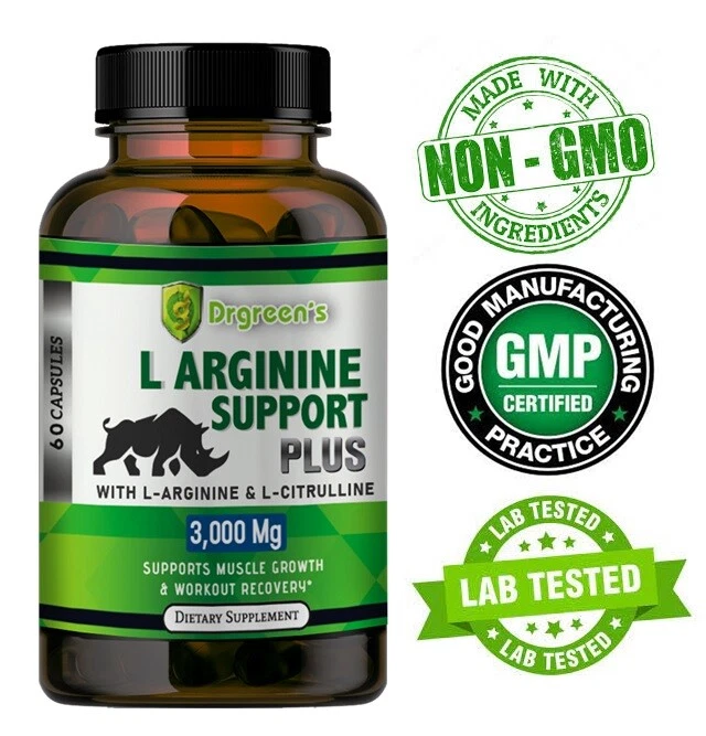 L-Arginine 60 Nitric Oxide, Endogenus Male Vitality Booster, ED Support 3000 mg