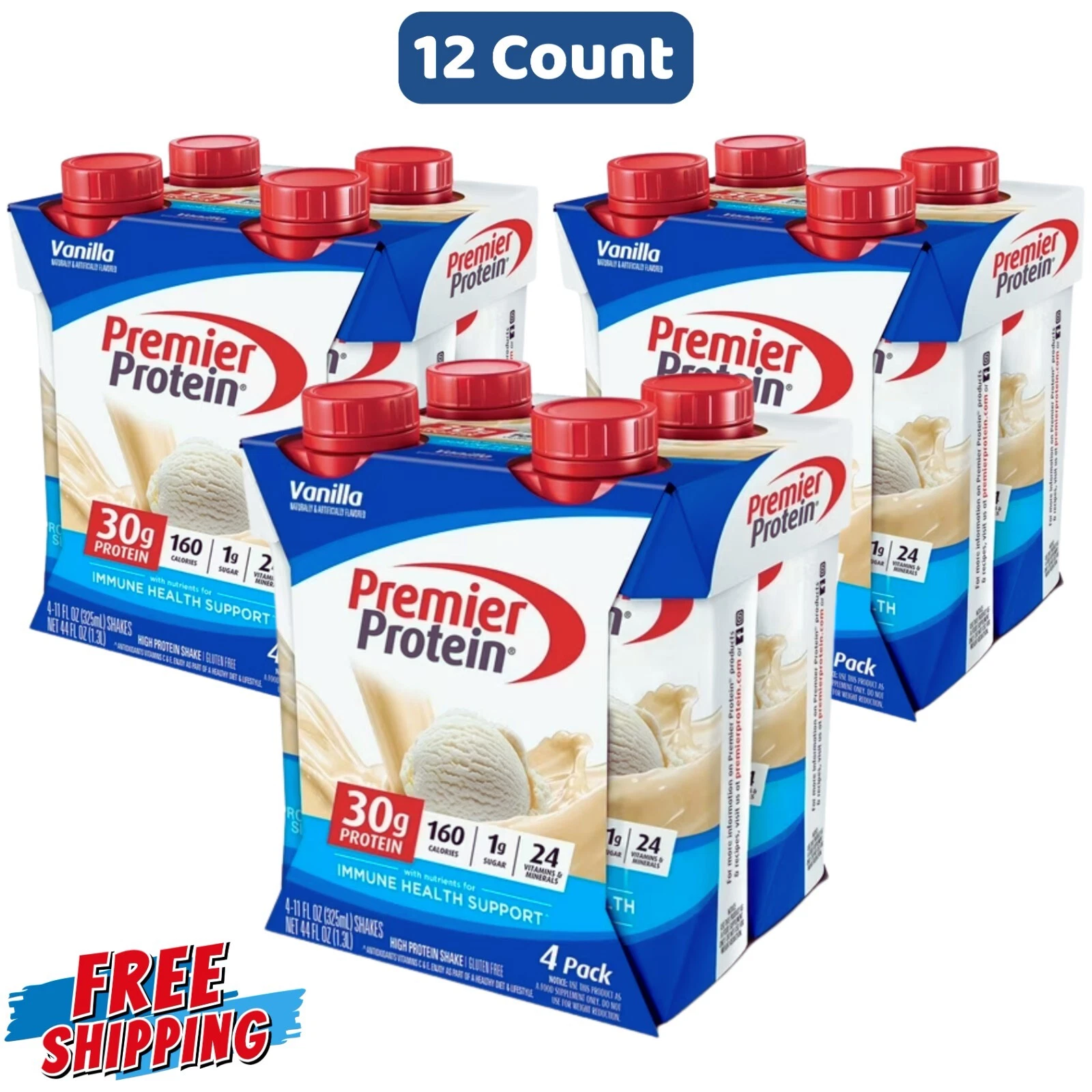 Premier Protein Shake, Vanilla, 30g Protein, 11 fl oz, 12 Ct