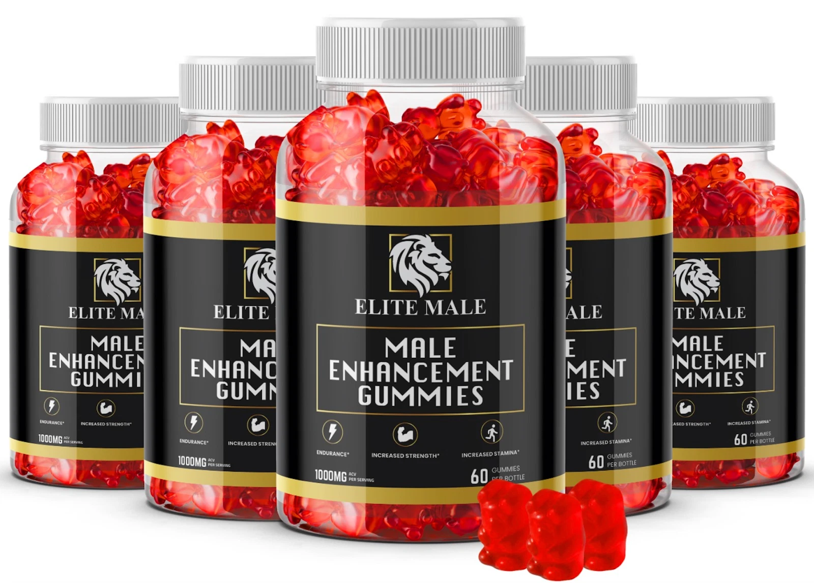 (5 Pack) Elite Male Gummies: Male Enhancement Support