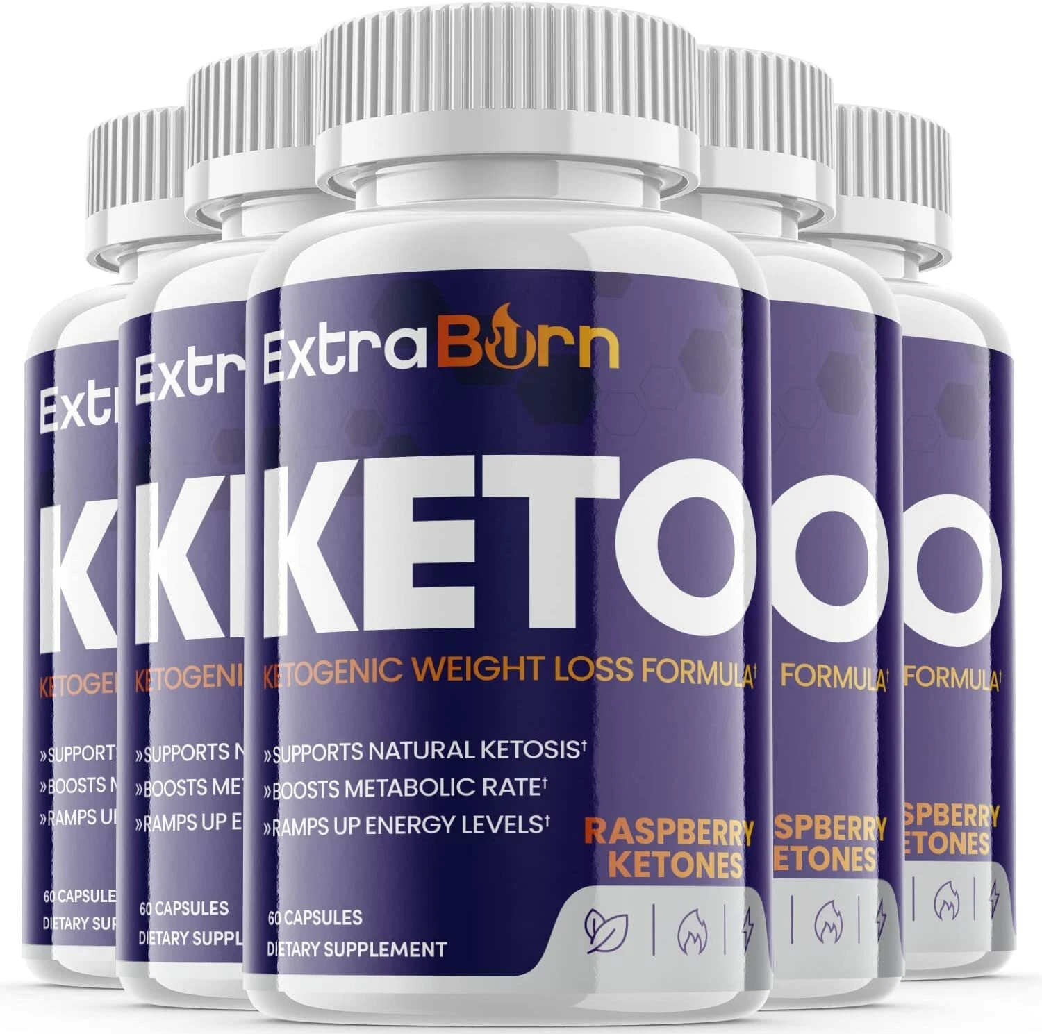 5 Pack - Extra Burn Keto Diet Pills,Weight Loss,Fat Burner,Metabolism Supplement