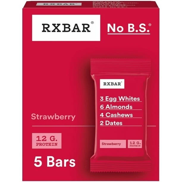 Protein Bars Gluten-Free, Strawberry, Nutrition For Energy Support 5 Count (1PK)