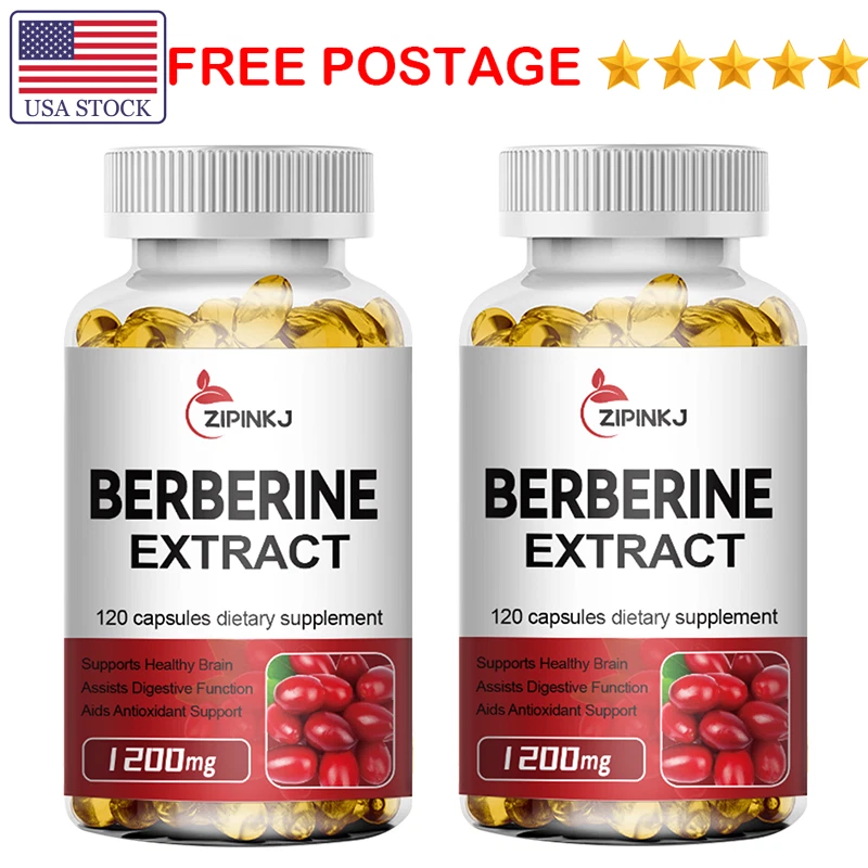 2 Bottles Premium Berberine HCL 1200mg - Heart Health & Immune, High Absorption