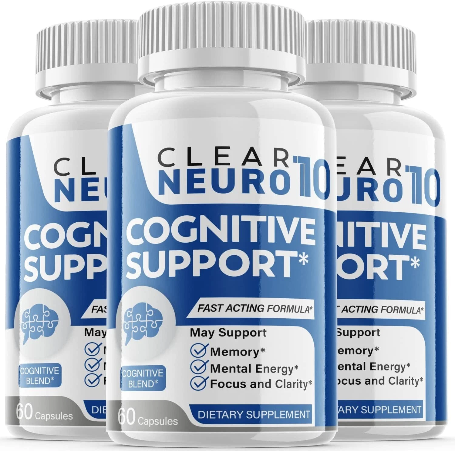 (3 Pack) Clear Neuro 10 - Brain Productivity & Cognitive Support - 180 Capsules