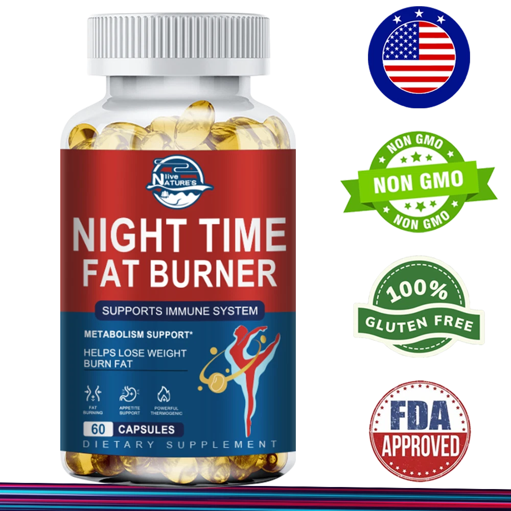 Night Time Fat Burner Weight Loss Capsules for Men & Women Appetite Suppressant