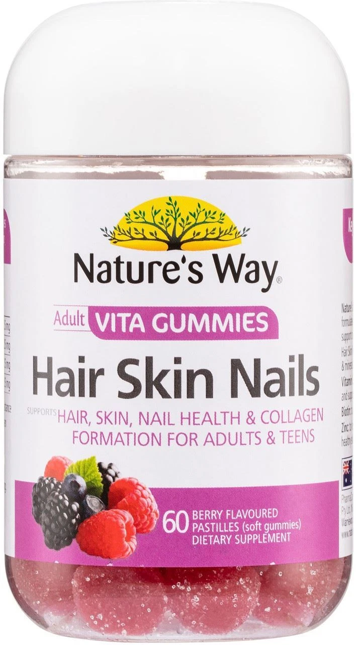 Hair Skin Nails 60 Adult Vita Gummies x 3 Pack Nature's Way