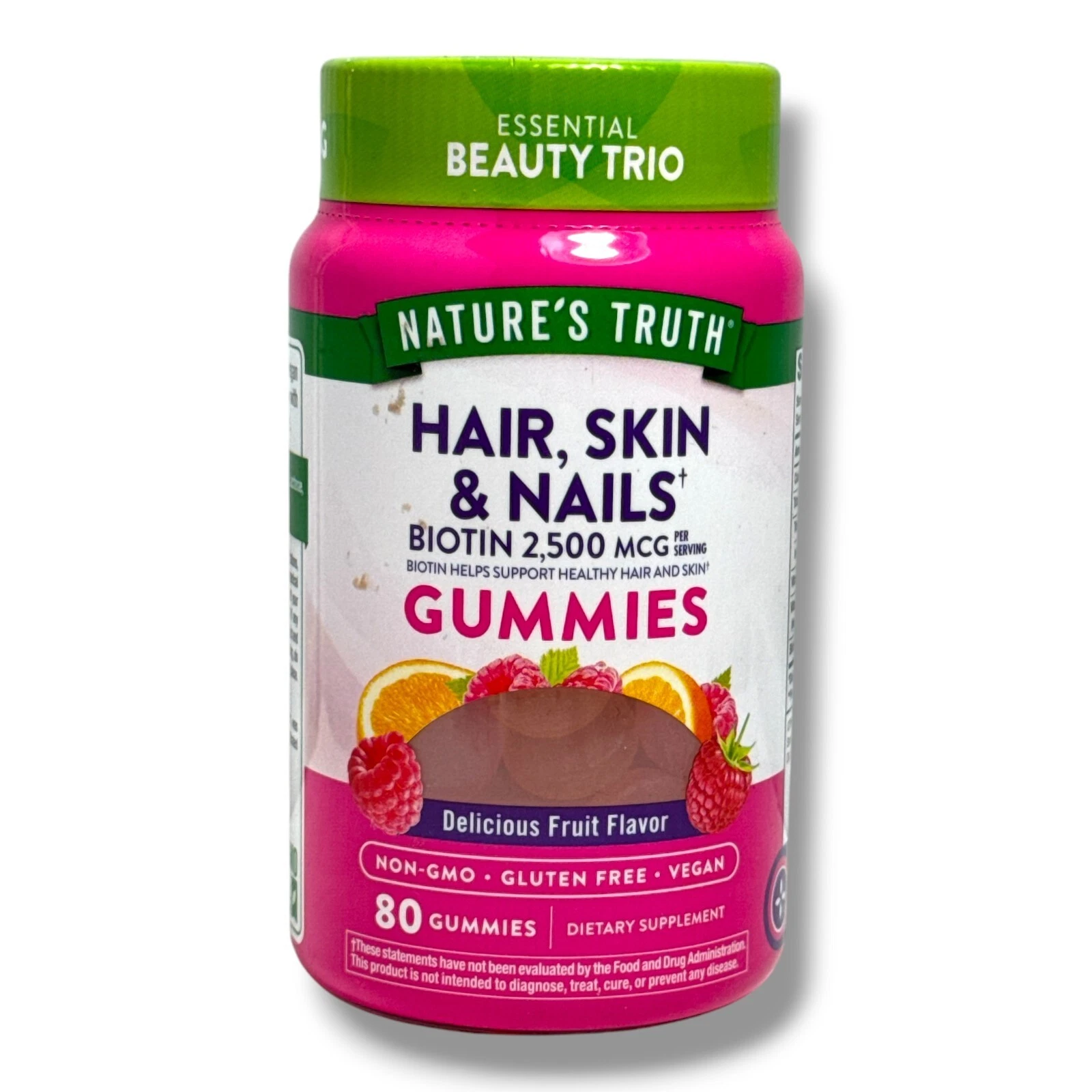 Nature's Truth Hair, Skin & Nails Biotin 2,500 mcg Gummies -Fruit Flavor- 80