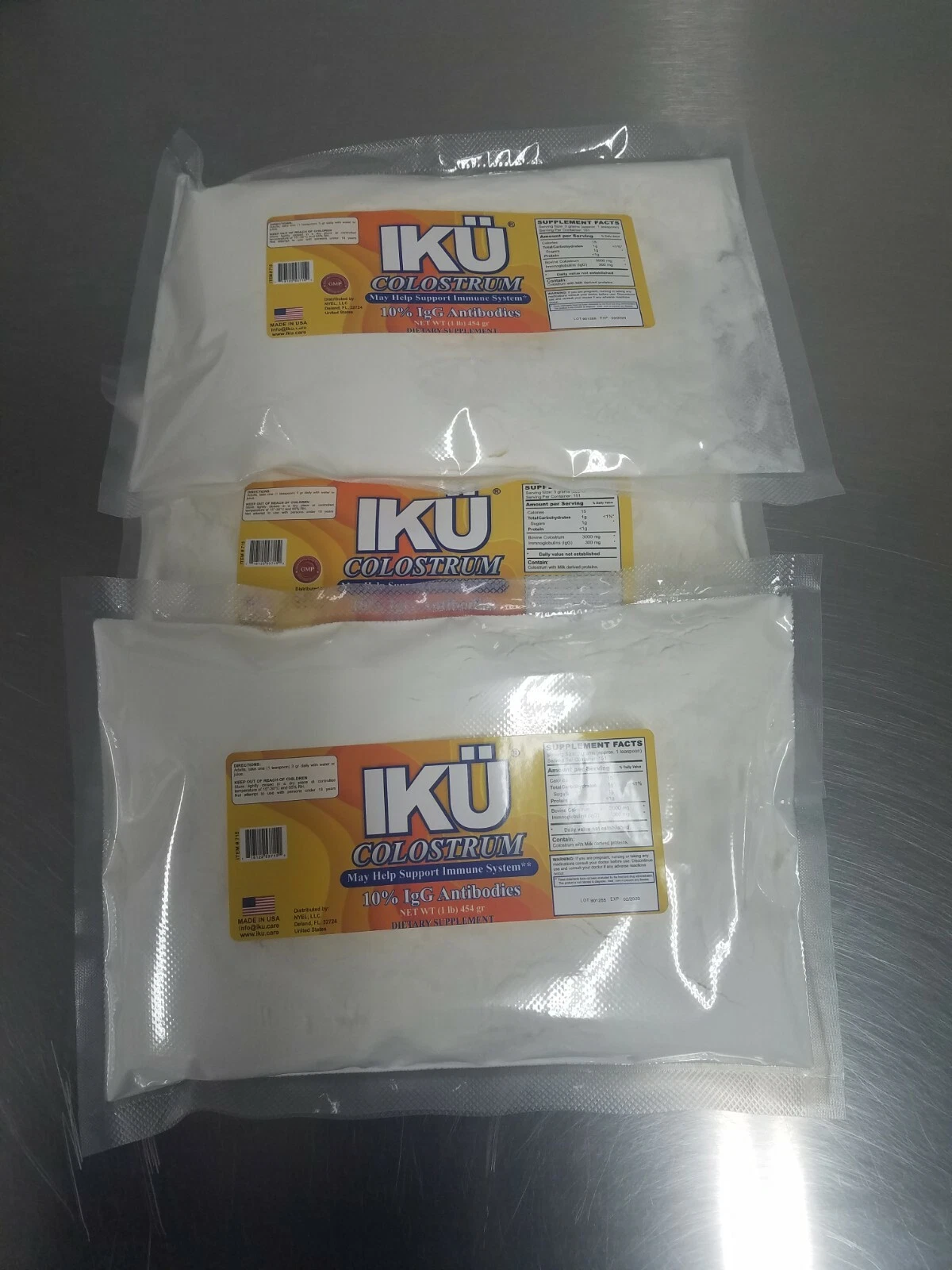 Colostrum Powder*3 POUND*1,350gr.(3 bag@450 gr-Total IgG 10%)Protein 20%-Sale!!