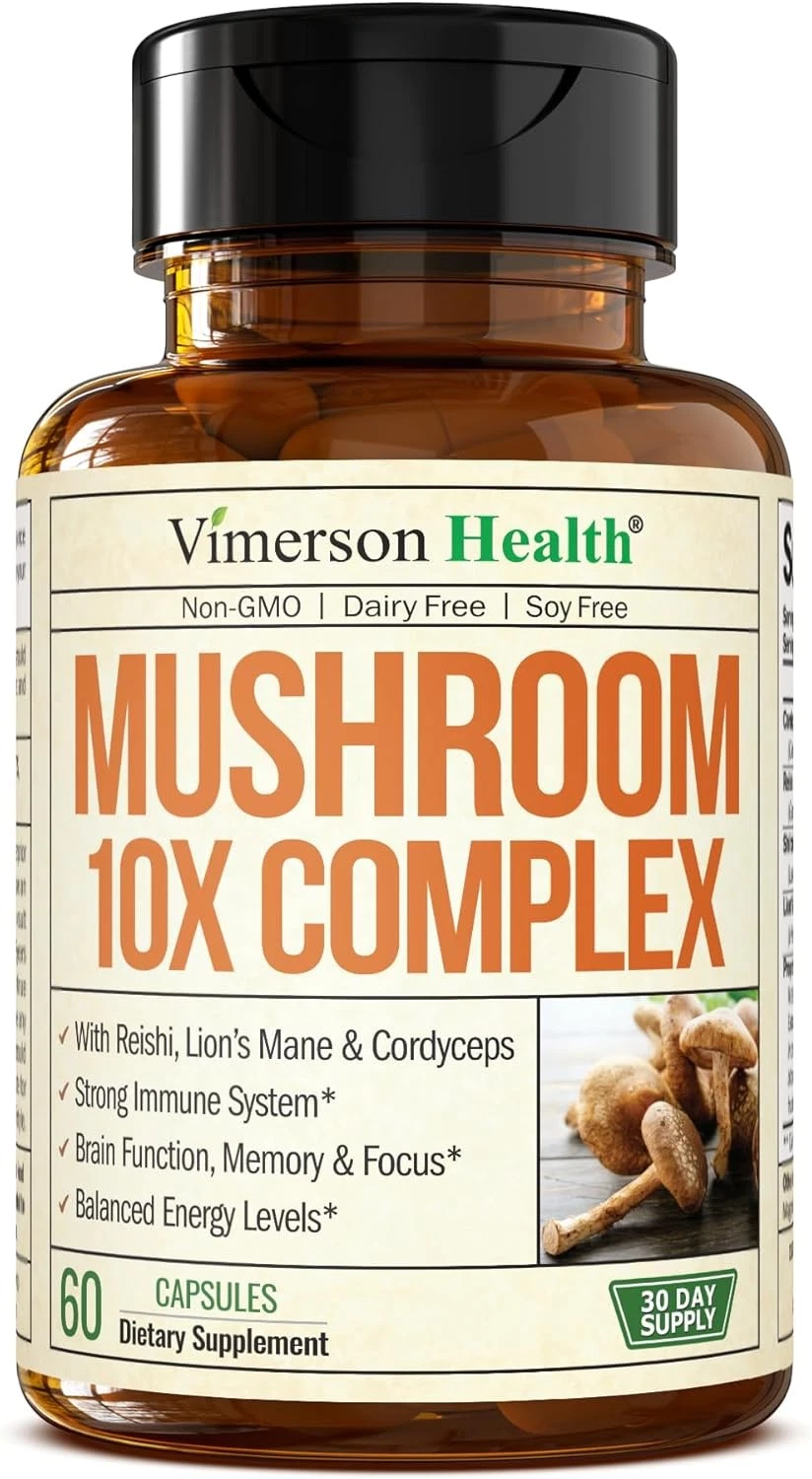 10-in-1 Mushroom Powder Supplement - Lion’s Mane Powder, Reishi Mushroom,...