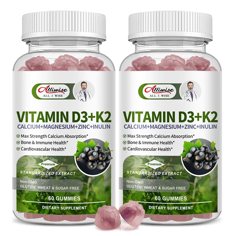 Vitamin D3 K2 Gummies - 10,000 IU of D3 MK7 - Support Heart & Calcium Absorption