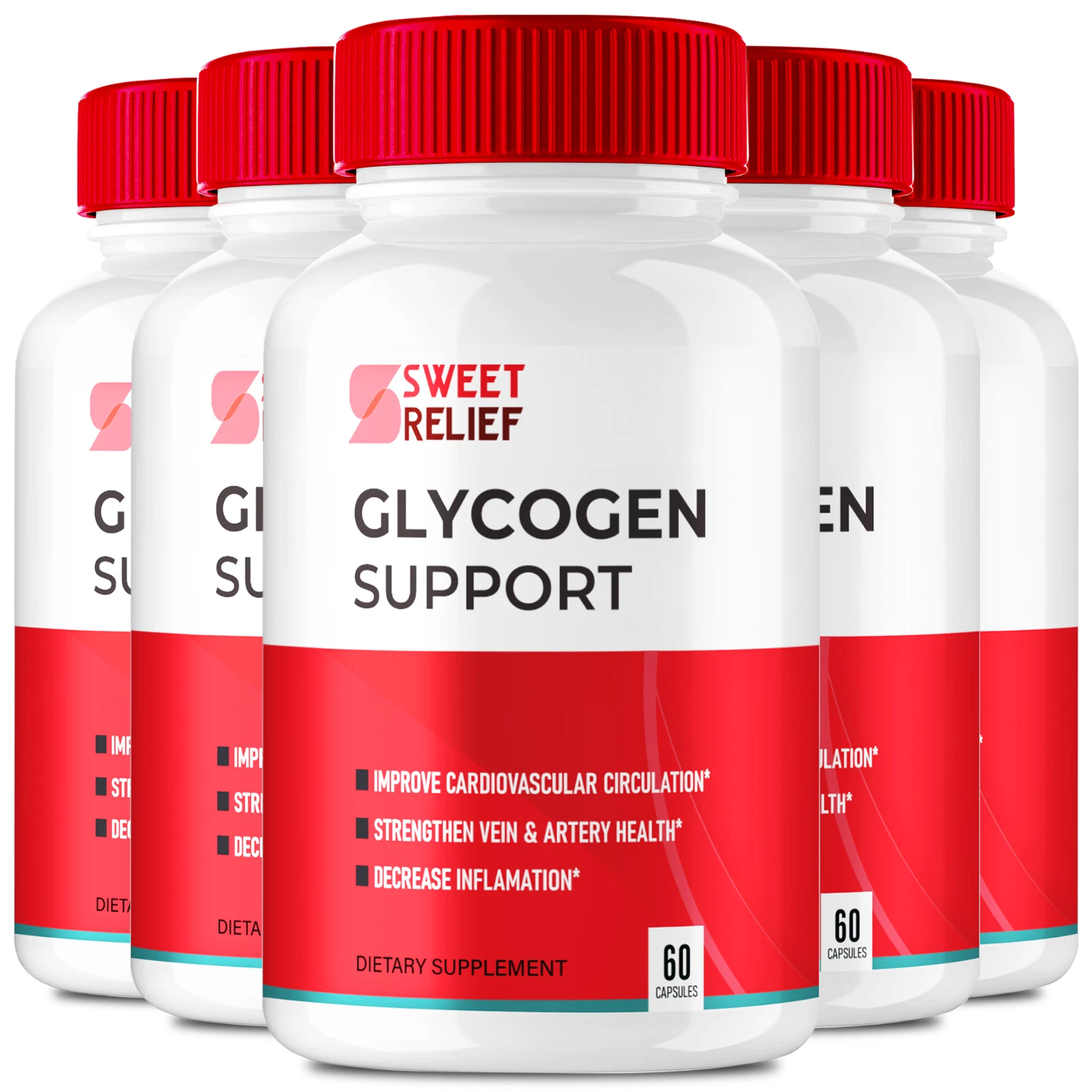 (5 Pack) Sweet Relief Glycogen Blood Support Supplement Capsules (300 Capsules)
