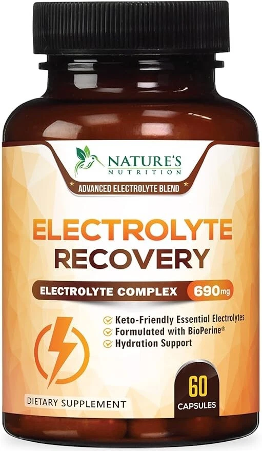 Electrolyte Supplement Hydration Pills w/Bioperine 690mg Replenish Electrolytes