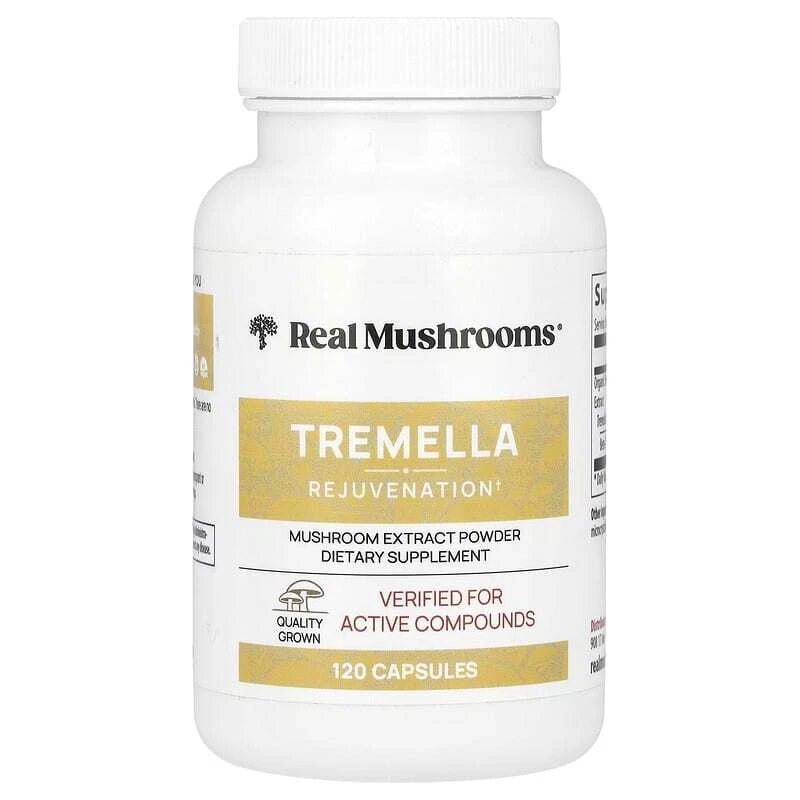 2 X Real Mushrooms, Tremella, Mushroom Extract Powder, 120 Capsules