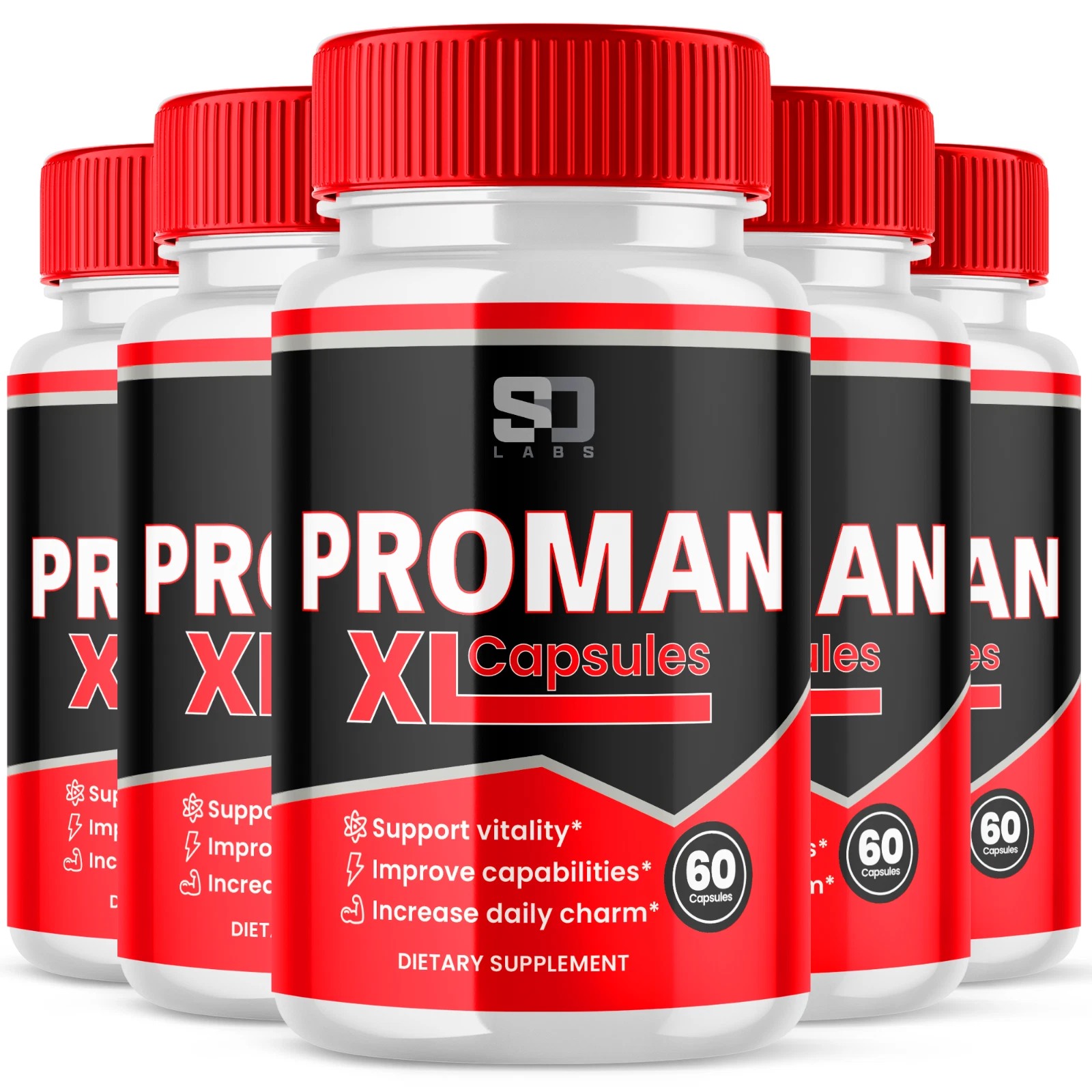 (5 Pack) ProMan XL Male Pills, Maximize Energy, Vitality & Stamina 300 Capsules