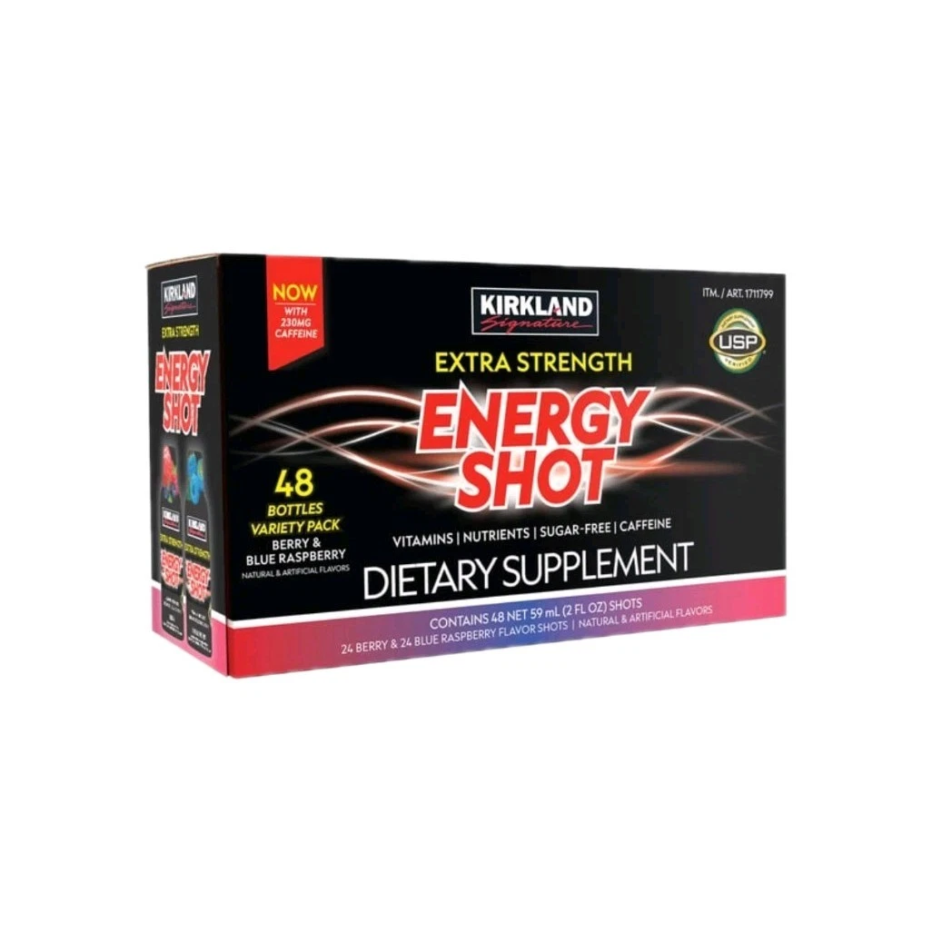 Energy Shot Extra Strength 48 Ct Berry Raspberry 2 Oz Each Kirkland Signature