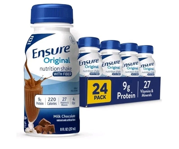 (24 Pack) Ensure Original Chocolate Nutrition Shake, Meal Replacement, 8oz