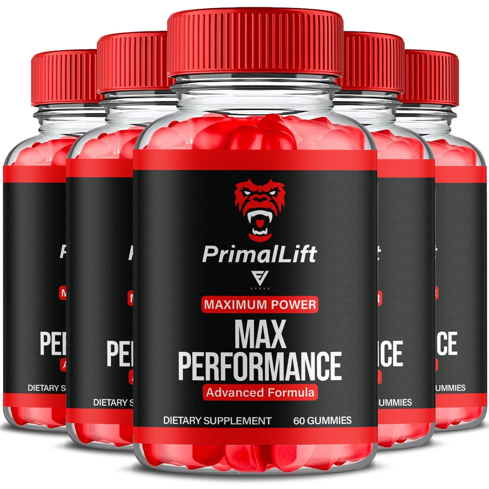 (5 Pack) Primal Lift Gummies PrimalLift Supplement High Drive (300 Gummies)