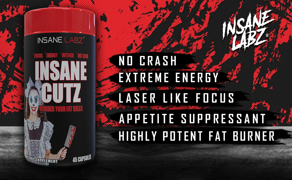 INSANE LABZ INSANE CUTZ 45 Capsules Focus Energy Intense Fat Loss Thermogenic
