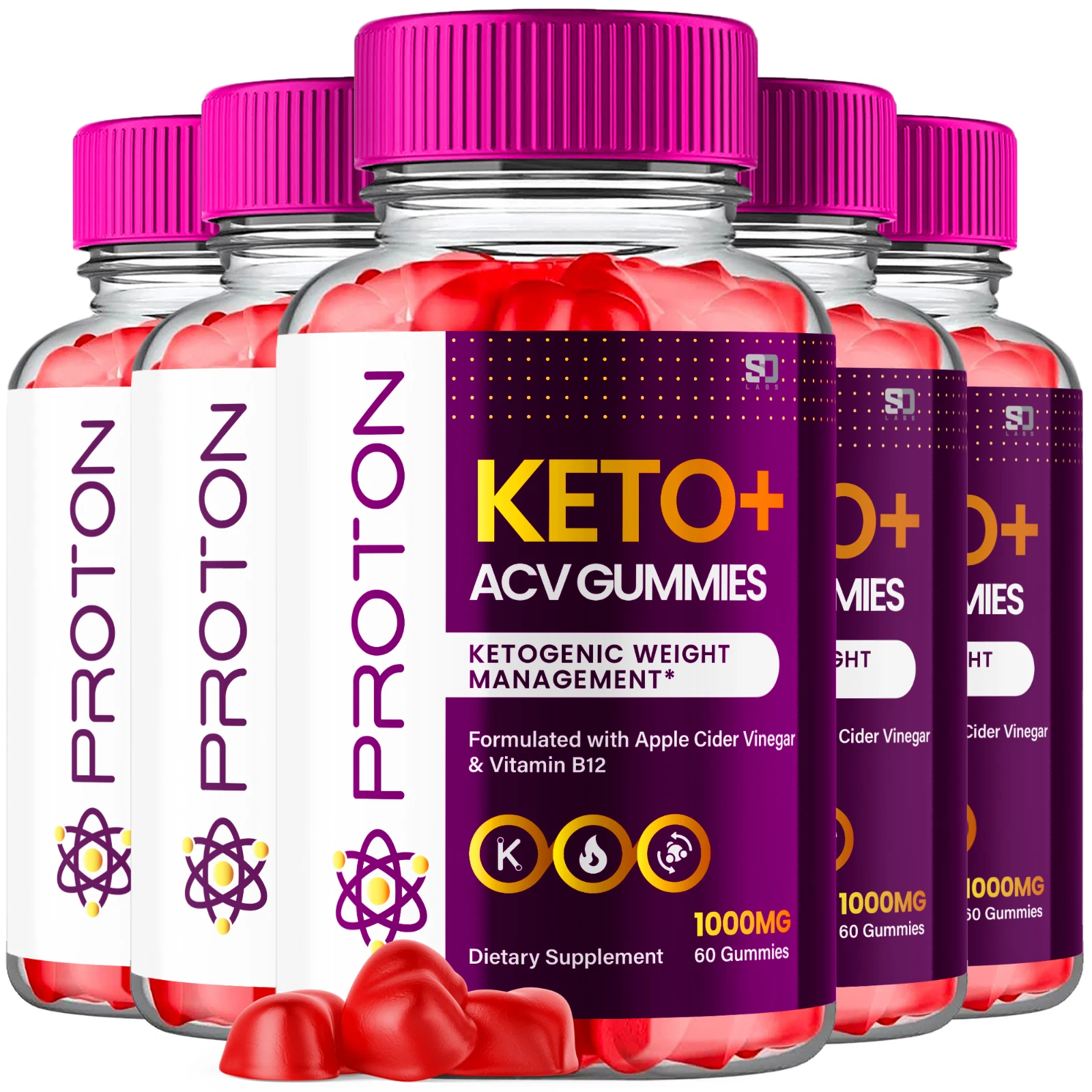 (5 Pack) Proton Keto Gummies, Proton Keto ACV Gummies Weight Loss (300 Gummies)