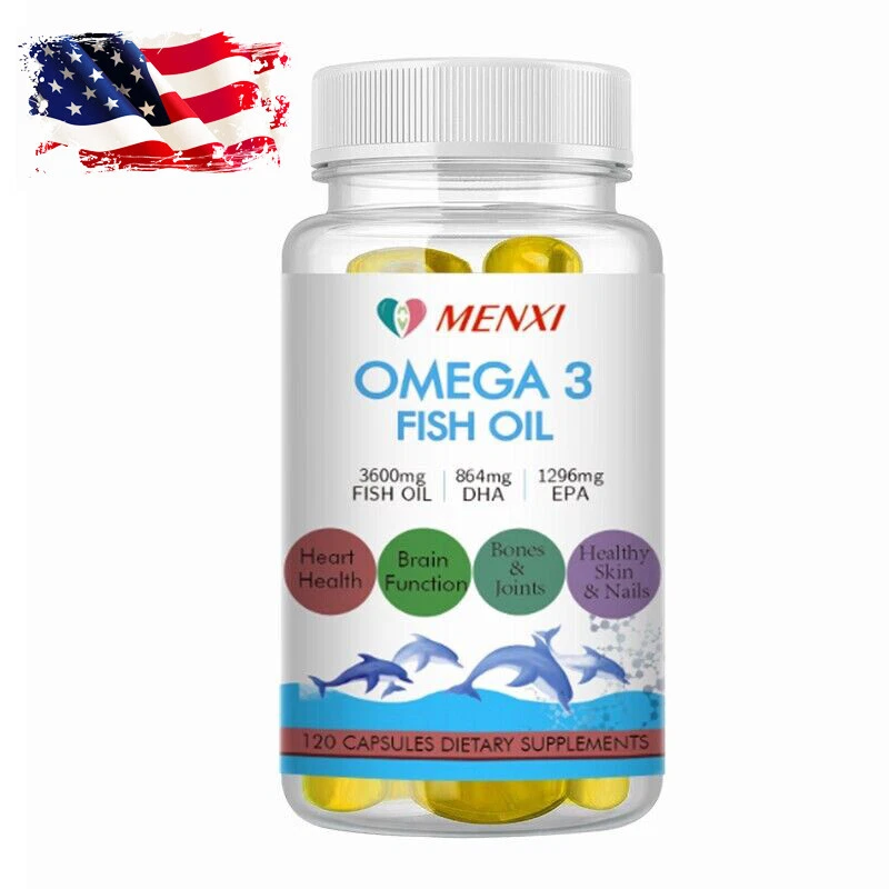 120 Pills Omega 3 Fish Oil Capsules 3x Strength 3600mg EPA & DHA Highest Potency