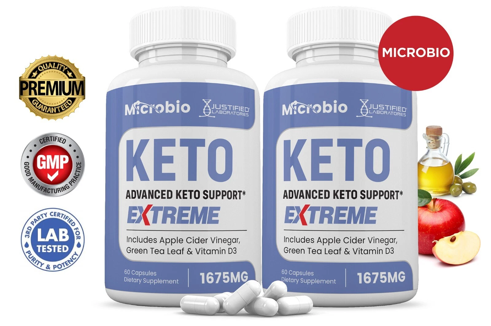 Microbio Keto ACV Extreme Pills 1675MG Stronger Thn Gummy Keto Support 2Pk