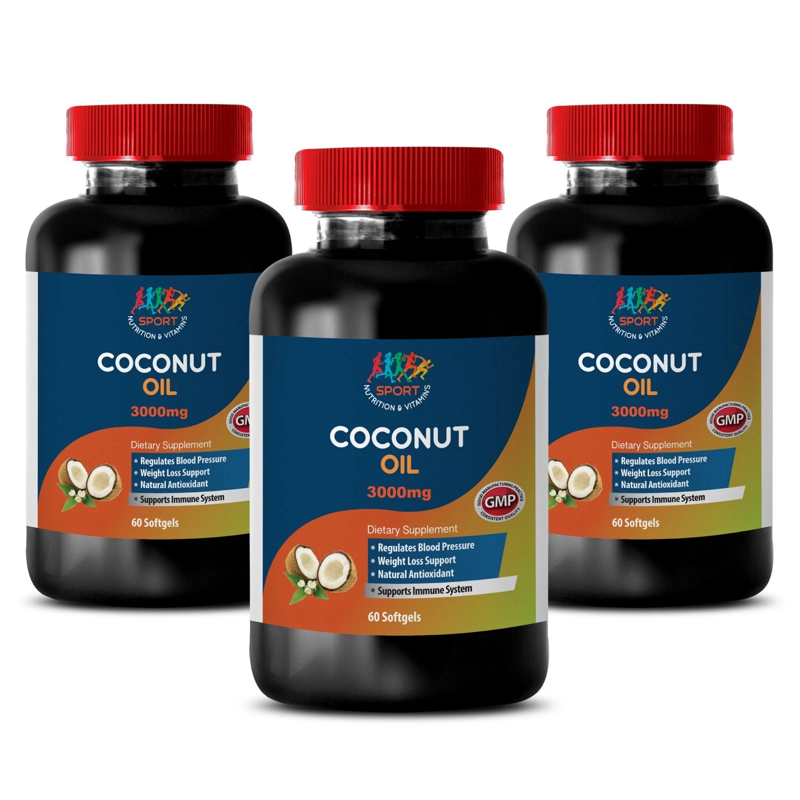 Pure Virgin - Coconut Oil 3000 - Organic - Unrefined - Body Detox - 3B 180Ct