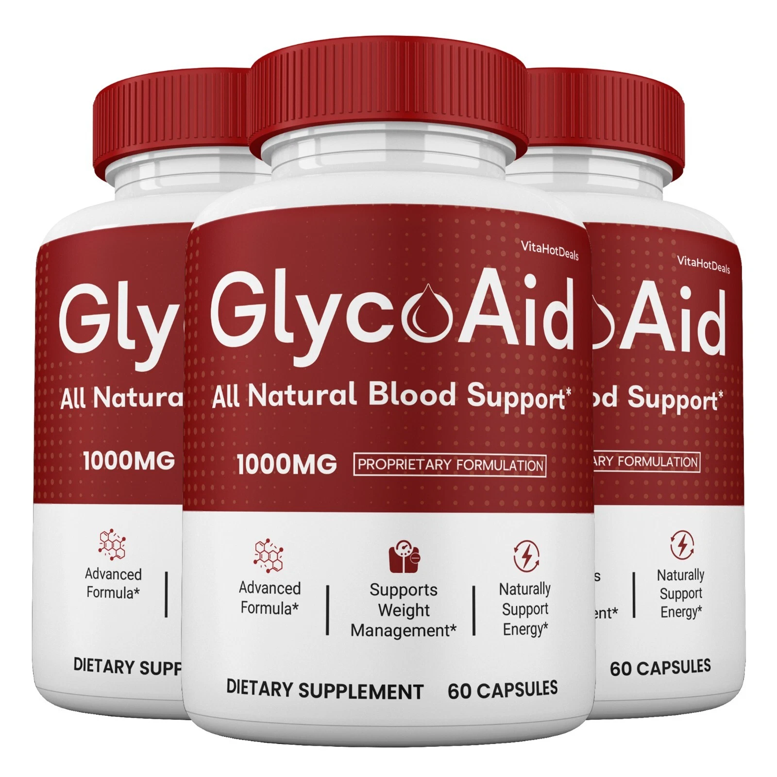 GlycoAid Glycogen Capsules, Glyco Aid Pills Blood Support Supplement (3 pack)