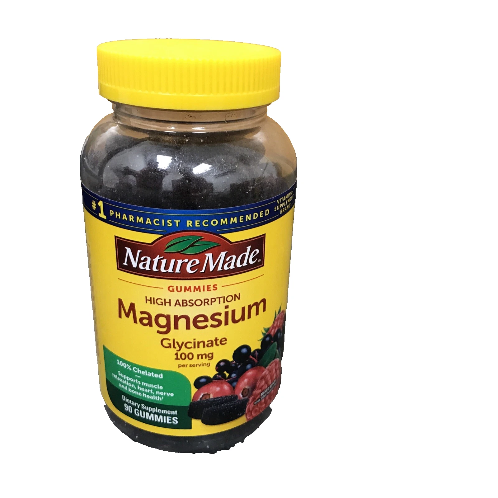 NEW Nature Made High Absorption Magnesium Glycinate 100mg 90 Gummies Mixed Berry