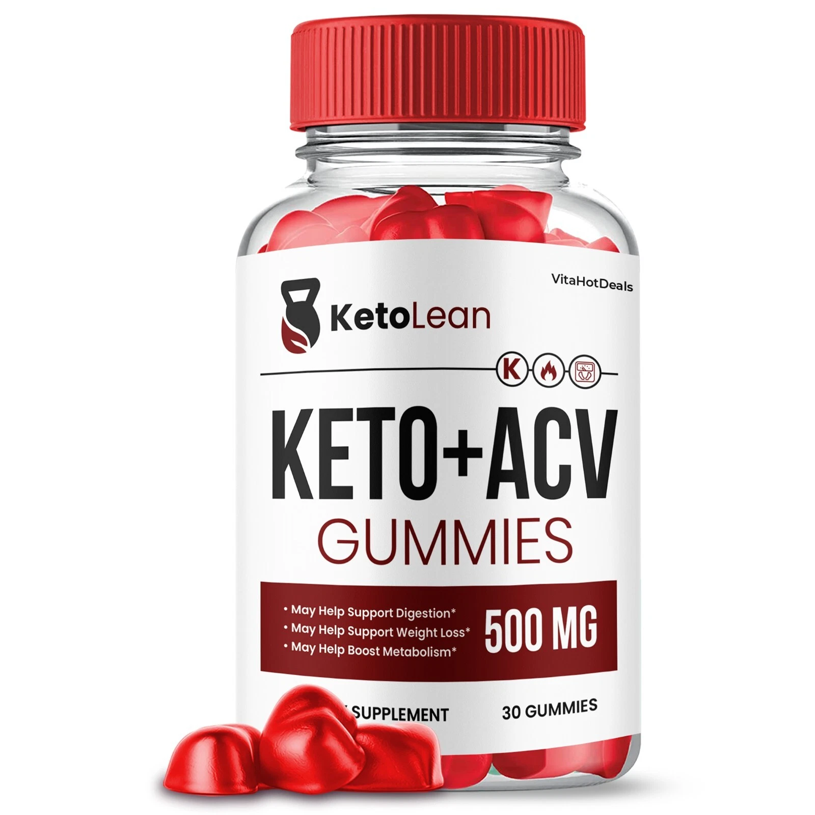 Keto Lean ACV Gummies, Apple Cider Vinegar, Max Strength Formula (1 Pack)
