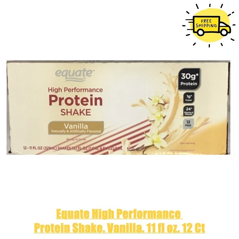 Equate High Performance Protein Shake. Vanilla. 11 fl oz. 12 Ct