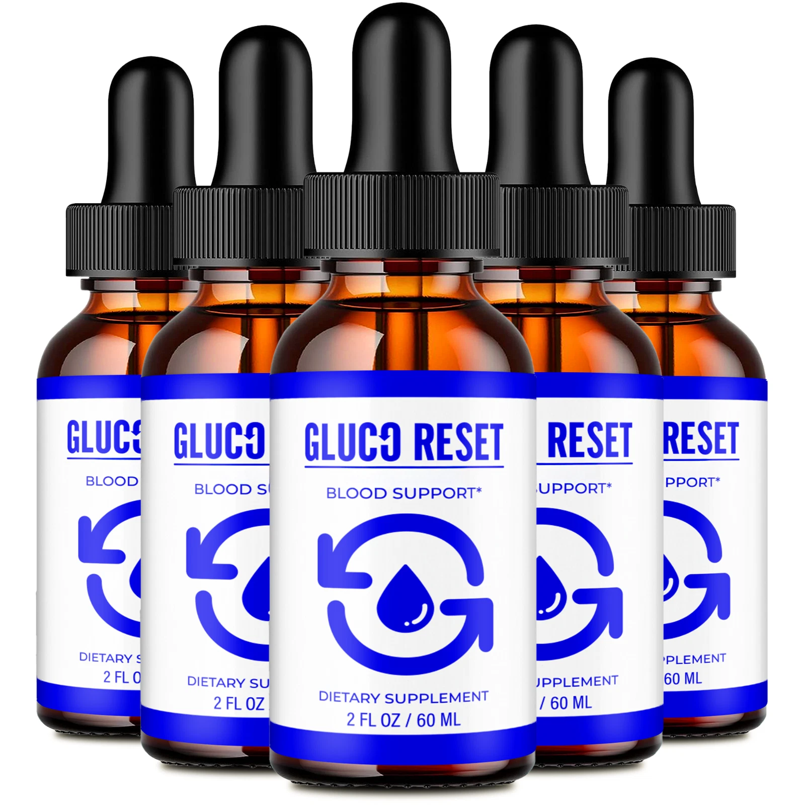 (5 Pack) Gluco Reset Blood Sugar Support Drops, Advanced Blood Health Formula