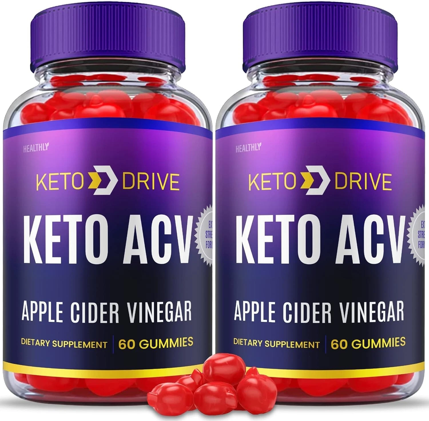 Keto Drive Keto ACV Gummies Apple Cider Vinegar Supplement (120 Gummies) 2-Pack