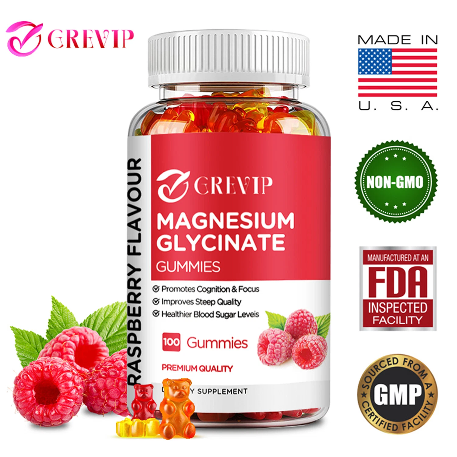 Magnesium Glycinate Gummies - Improved Sleep, Stress Relief Support Bone Heart