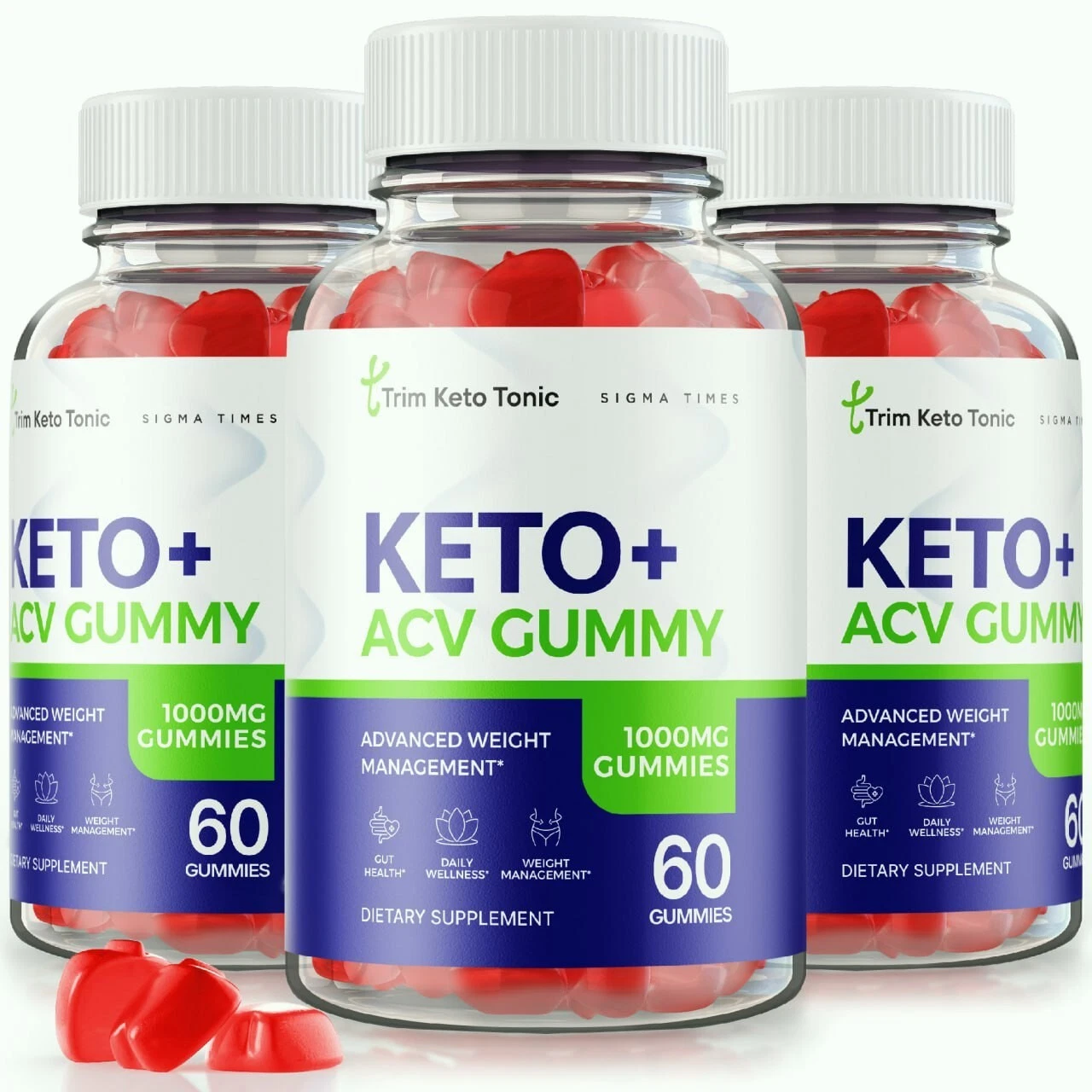 (3 Pack) Trim Keto Tonic Keto + ACV Gummies for Weight Loss & Overall Well-Being